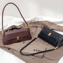 Brown Elegant Vintage Baguette Shoulder Bag - Chic PU Leather Underarm Purse with Gold Clasp