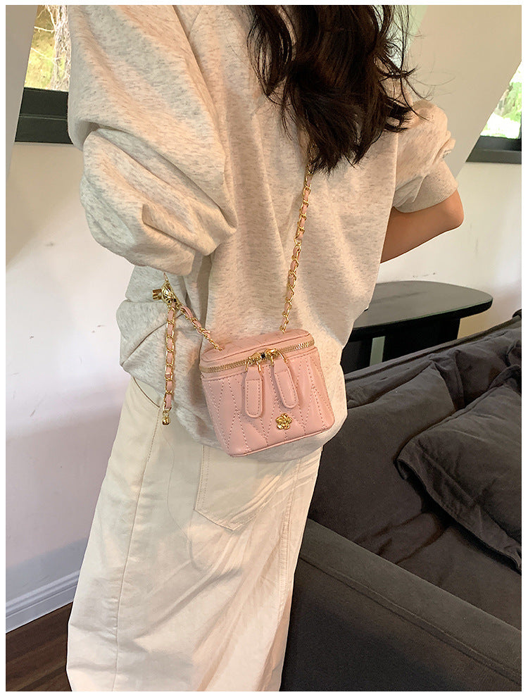 Pink Chic Quilted Mini Box Crossbody Bag - Luxury Style Chain Purse for Women
