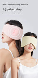 Black Reversible All-Season Sleep Mask - Cooling & Warming with Sound Muffling Ear Covers Function
