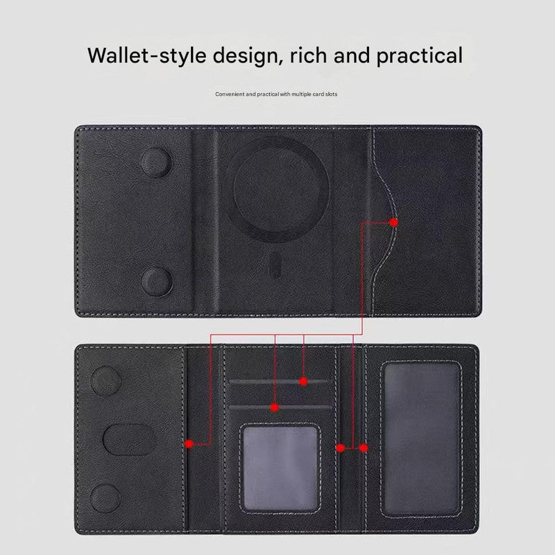 Grey 3-in-1 Magnetic Wallet for MagSafe - Slim PU Leather Card Holder with Kickstand