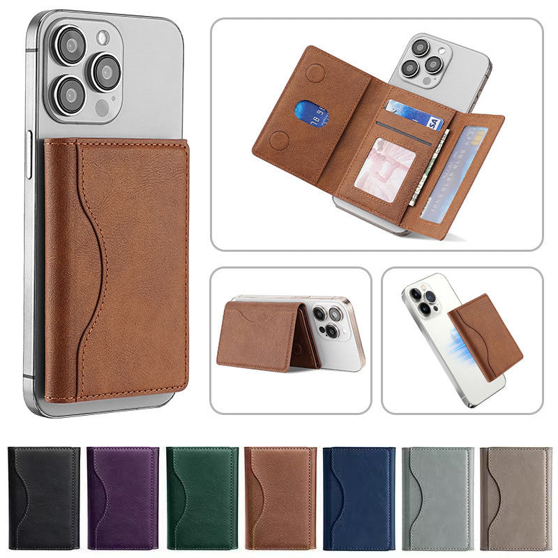 Dark Blue 3-in-1 Magnetic Wallet for MagSafe - Slim PU Leather Card Holder with Kickstand