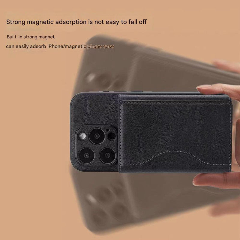 Dark Blue 3-in-1 Magnetic Wallet for MagSafe - Slim PU Leather Card Holder with Kickstand