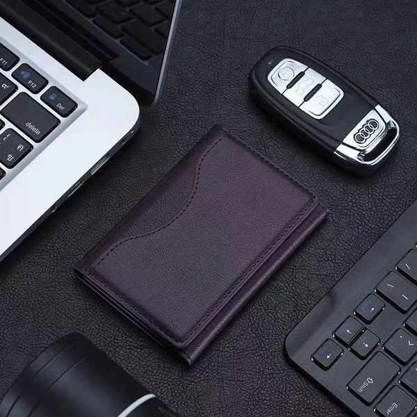 Dark Purple 3-in-1 Magnetic Wallet for MagSafe - Slim PU Leather Card Holder with Kickstand