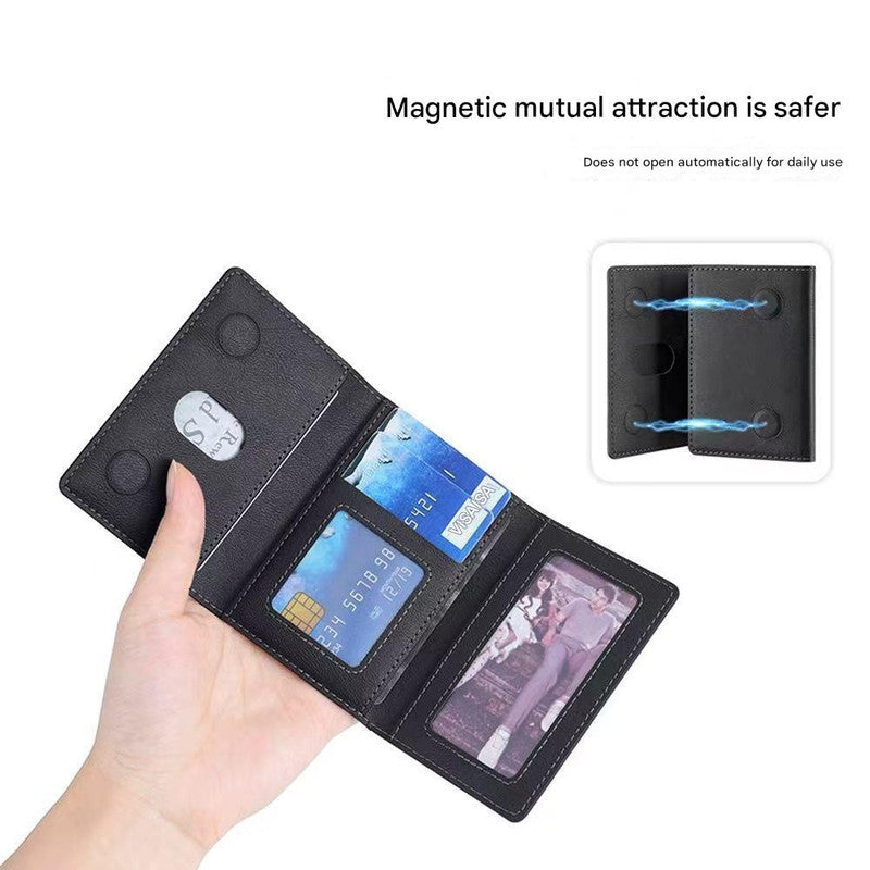 Dark Purple 3-in-1 Magnetic Wallet for MagSafe - Slim PU Leather Card Holder with Kickstand