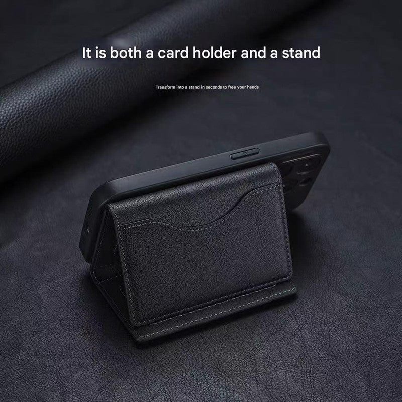 Dark Purple 3-in-1 Magnetic Wallet for MagSafe - Slim PU Leather Card Holder with Kickstand