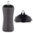 Black Collapsible Handheld Running Flask - 350ml Lightweight Silicone Water Bottle with Bite Valve