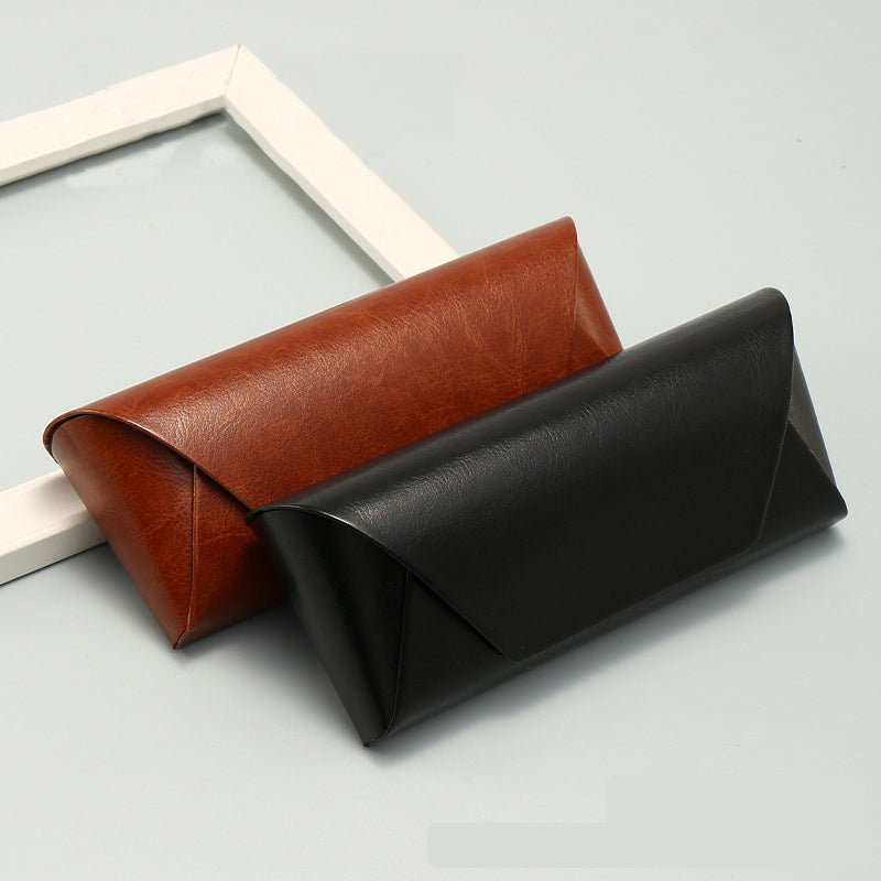 2 Pcs ( 1 Brown + 1 Black ) Vintage Style PU Leather Eyewear Case - Protective Hard Shell with Soft Lining