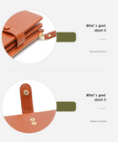 Pink Compact Bifold Wallet for Women - High Capacity PU Leather Purse with Zipper Coin Pocket