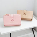Pink Compact Bifold Wallet for Women - High Capacity PU Leather Purse with Zipper Coin Pocket