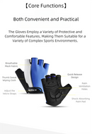 Size M Blue Padded Half-Finger Cycling Gloves - Breathable Shock-Absorbing Workout Gloves for Gym & Fitness