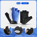 Size L Blue Padded Half-Finger Cycling Gloves - Breathable Shock-Absorbing Workout Gloves for Gym & Fitness