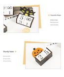 White Ghost Shape Festive Halloween Countdown Blocks - Reusable Wooden Perpetual Calendar for Desk Decor