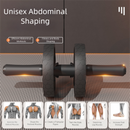 Grey Assisted Rebound Ab Roller with Foldable Knee Pad - Dual Wheel Core Trainer for Home Gym