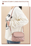 Black Chic Quilted Crossbody Bag - Multi-Compartment PU Leather Shoulder Purse
