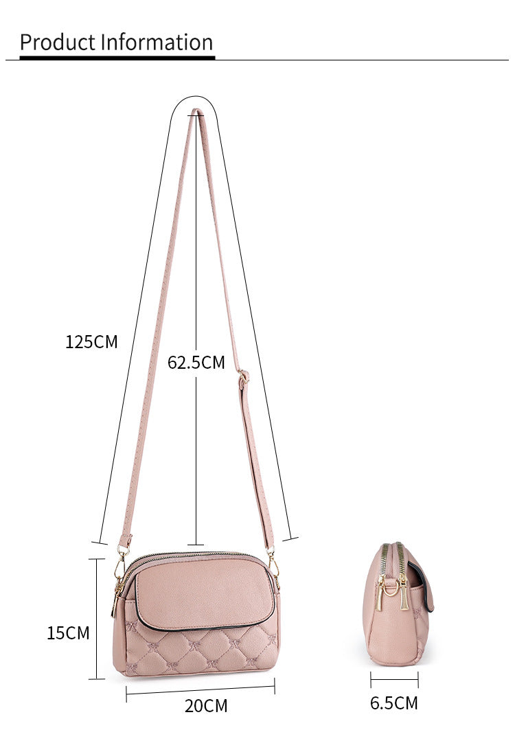 Pink Chic Quilted Crossbody Bag - Multi-Compartment PU Leather Shoulder Purse