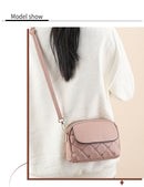 Pink Chic Quilted Crossbody Bag - Multi-Compartment PU Leather Shoulder Purse