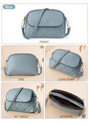 Blue Chic Quilted Crossbody Bag - Multi-Compartment PU Leather Shoulder Purse