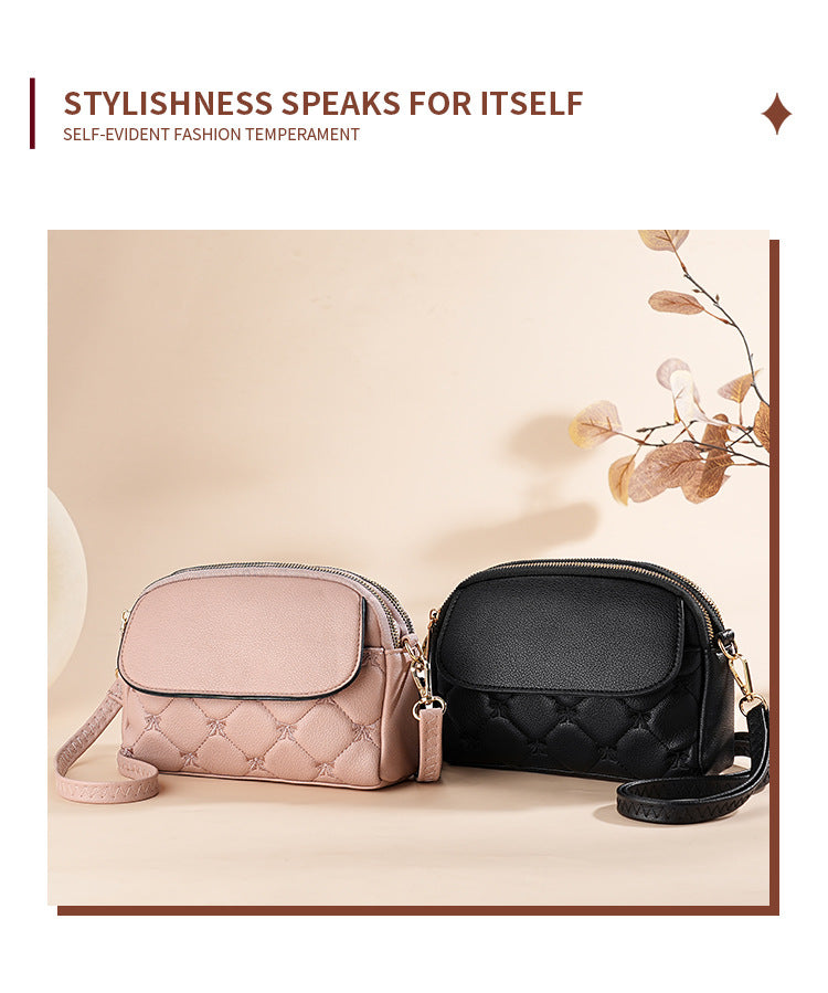 Red Chic Quilted Crossbody Bag - Multi-Compartment PU Leather Shoulder Purse