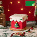 Red and White Luxe Plush Christmas Gift Box - Decorative Holiday Treat Box with Snowy Trim