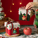 White and Green Luxe Plush Christmas Gift Box - Decorative Holiday Treat Box with Snowy Trim
