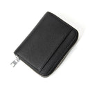 Genuine Leather RFID Blocking Accordion Card Holder & Coin Purse - Large Capacity Zip Wallet(black)