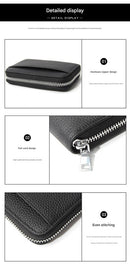 Genuine Leather RFID Blocking Accordion Card Holder & Coin Purse - Large Capacity Zip Wallet(black)