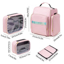 Large Capacity Travel Makeup Backpack with 5 Removable Organizer Cases & Jewelry Roll(pink)