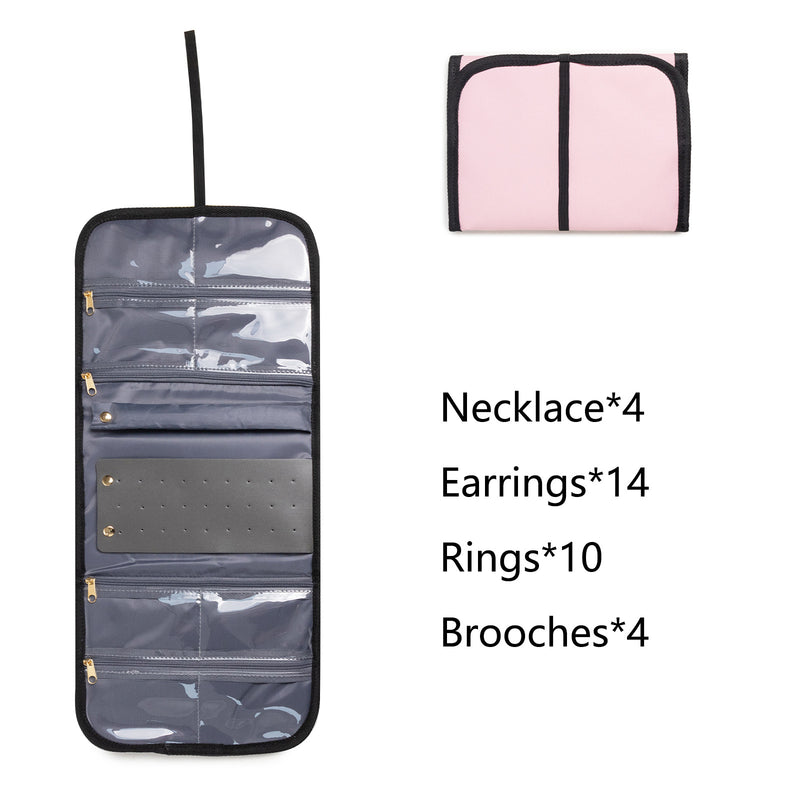 Large Capacity Travel Makeup Backpack with 5 Removable Organizer Cases & Jewelry Roll(pink)