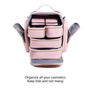 Large Capacity Travel Makeup Backpack with 5 Removable Organizer Cases & Jewelry Roll(pink)