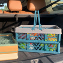 Large Collapsible Storage Basket with Handles - Portable Folding Crate for Shopping, Picnics & Car Trunk(green)