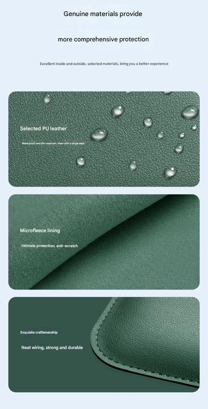 3-in-1 PU Leather Laptop Sleeve with Stand & Mouse Pad + Accessory Pouch(Gray)