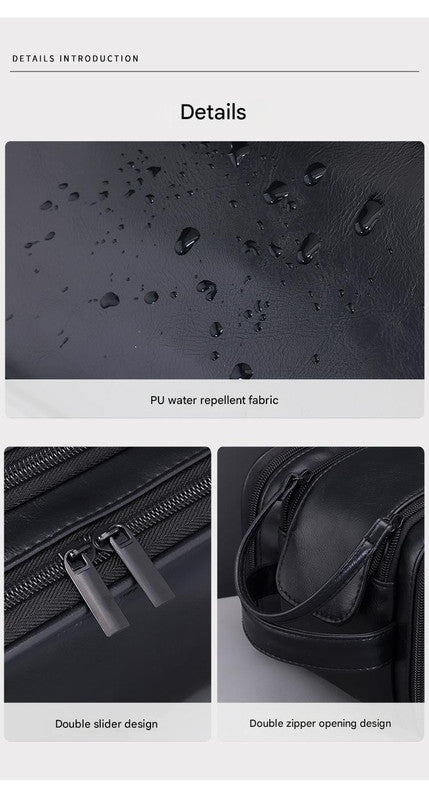 Large Capacity PU Leather Toiletry Bag - Multi-Compartment Dopp Kit & Cosmetic Organizer(black)