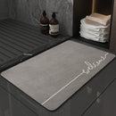 Super Absorbent Quick-Dry Diatomite Bath Mat - Non-Slip Suede Finish Bathroom Floor Mat(letter Gray )