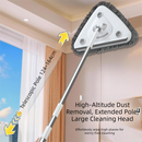 Adjustable Triangle Cleaning Mop 150cm Long Handle Window Squeegee Wall Washer Rotatable Head for Ceilings High Corners Wet Dry Use with 2 Microfibre Pads
