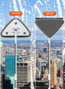 Adjustable Triangle Cleaning Mop 150cm Long Handle Window Squeegee Wall Washer Rotatable Head for Ceilings High Corners Wet Dry Use with 2 Microfibre Pads