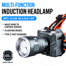 Multifunctional Outdoor LED Headlamp with Motion Sensor and Telescopic Zoom Focus - 4 Colors Light and 9 Modes, 110° Angle Adjustment, Digital Power Display for Night Fishing Camping Cycling