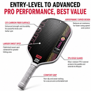 Black and Red T700 Raw Carbon Fiber Pickleball Paddle - Professional Honeycomb Core Paddles with Expanded Sweet Spot & Cushion Grip for Outdoor Use