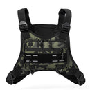 Black Camouflage Tactical Chest Rig Bag with Multi Zipper Pockets - Waterproof Nylon Utility Vest Pack, Breathable Back Pad and Adjustable Straps