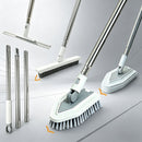 4-in-1 Bathroom Cleaning Brush Set with Sponge Pad, Hard Bristle / V-Shape Grout Brush and Squeegee - 120CM Extendable Stainless Steel Handle, Adjustable & Lockable Angle for Floor, Gap, Window and Bathtub