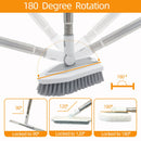 4-in-1 Bathroom Cleaning Brush Set with Sponge Pad, Hard Bristle / V-Shape Grout Brush and Squeegee - 120CM Extendable Stainless Steel Handle, Adjustable & Lockable Angle for Floor, Gap, Window and Bathtub