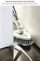 4-in-1 Bathroom Cleaning Brush Set with Sponge Pad, Hard Bristle / V-Shape Grout Brush and Squeegee - 120CM Extendable Stainless Steel Handle, Adjustable & Lockable Angle for Floor, Gap, Window and Bathtub