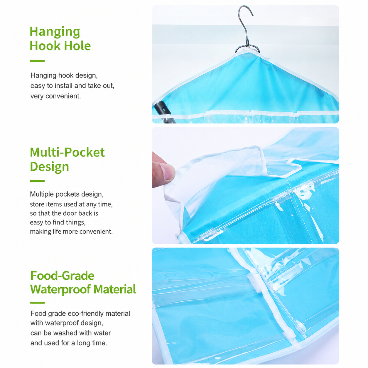 4 Pack Green Hanging Closet Organizer, Portable 16 Pockets Behind the Door Storage Bag for Underwear, Socks & Small Accessories