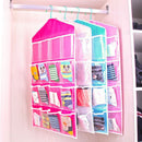 4 Pack Green Hanging Closet Organizer, Portable 16 Pockets Behind the Door Storage Bag for Underwear, Socks & Small Accessories