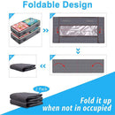 2 Pack Folding Non-Woven Underbed Storage Containers with Clear Top Zipper Lid & 4 Reinforced Handles (Black 40 x 20 x 6")