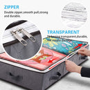 2 Pack Folding Non-Woven Underbed Storage Containers with Clear Top Zipper Lid & 4 Reinforced Handles (Dark Grey 40 x 20 x 7")