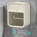 White Wall Mounted Toilet Paper Holder & Bathroom Storage Organizer - Waterproof Double Layer Wall Shelf with Detachable Roll Spindle for Hollow and Solid Paper