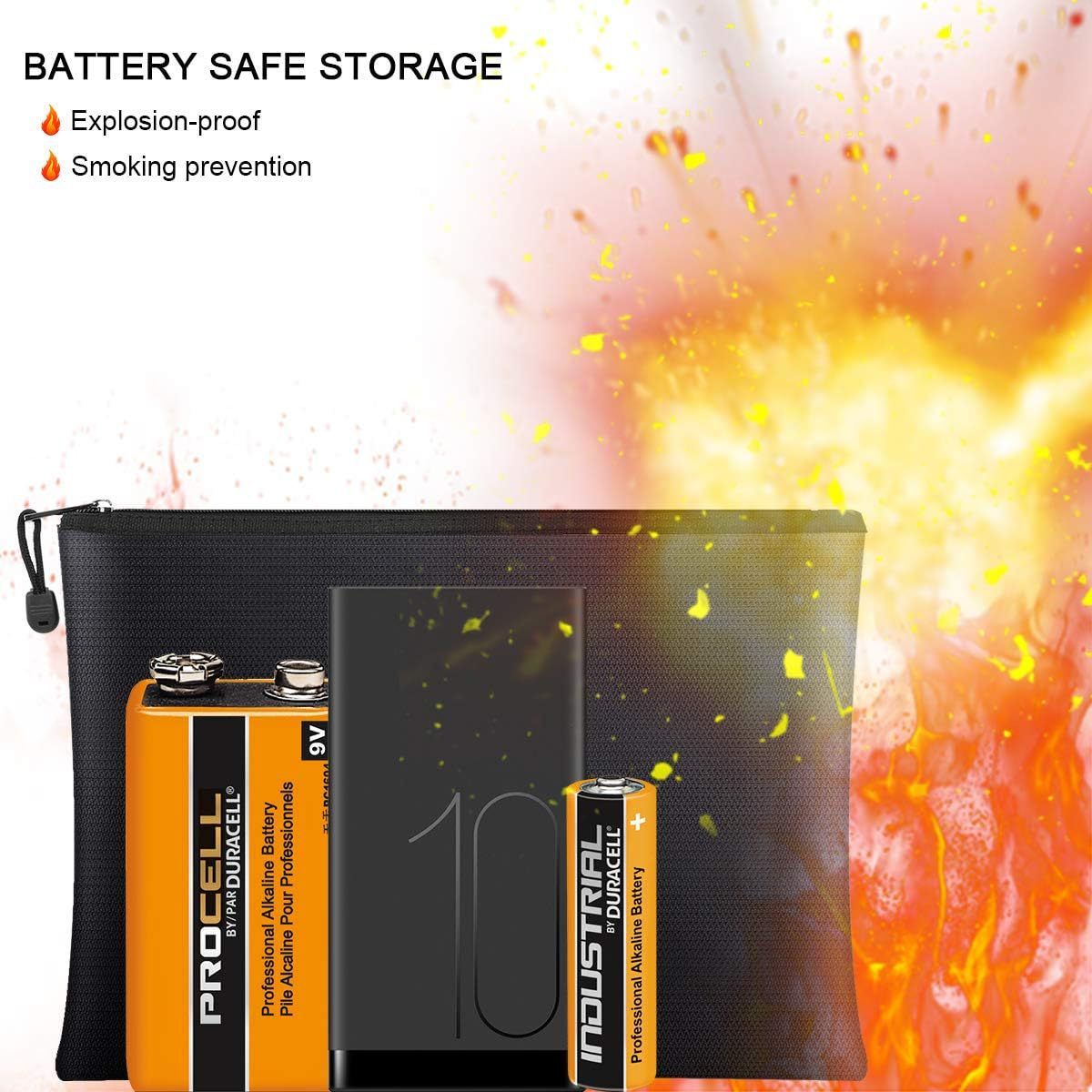 2-Piece Fireproof Document Zipper Bag Set (28x17cm + 34x24 cm) - Waterproof & Heat Resistant Silicone Fiberglass Storage Pouch and Money Bag for Passport Card and Valuables