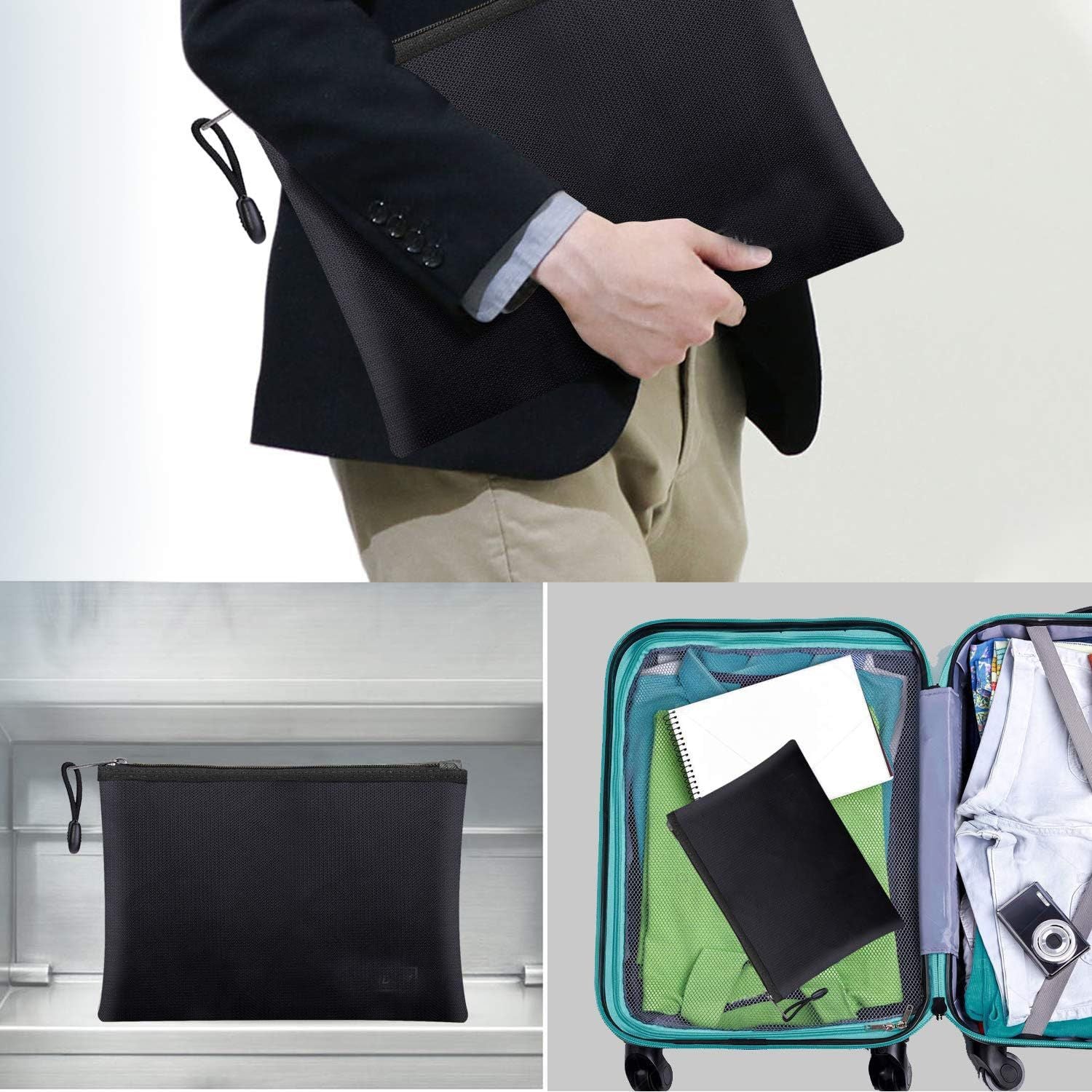 Fireproof Document Zipper Bag (17 X 28CM) - Waterproof & Heat Resistant Silicone Fiberglass Storage Pouch and Money Bag for Passport Card and Valuables