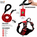 3 Piece Red No Pull Dog Harness and Leash Set with Poop Bag Holder (S Size) - Adjustable Escape Proof Reflective Vest for Small Medium Large Dogs
