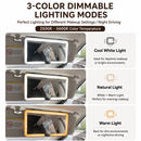 Black Car Sun Visor LED Makeup Mirror with 5X Magnification & Velcro Strap - Rechargeable 3-Color Dimmable Touch Screen Vanity Mirror